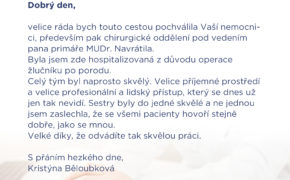 Nemocnice Roudnice nad Labem - aktuality - Poděkování týmu pana primáře Navrátila